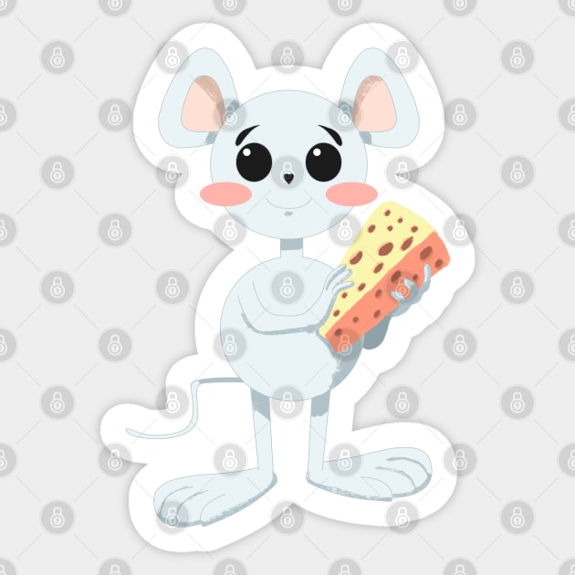 CUTE MOUSE WITH CHEESE Sticker by droidmonkey